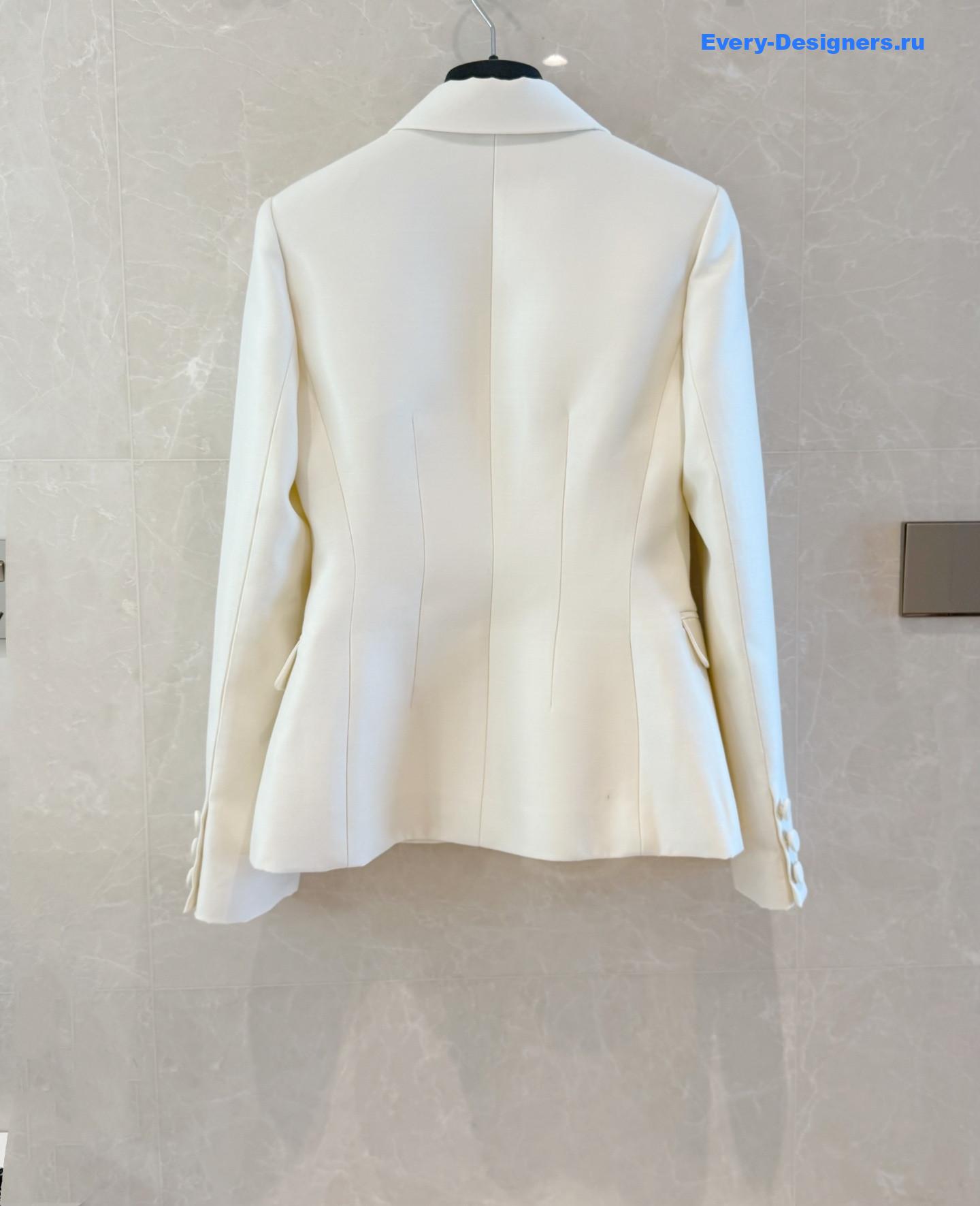 D10r white silk wool blazer