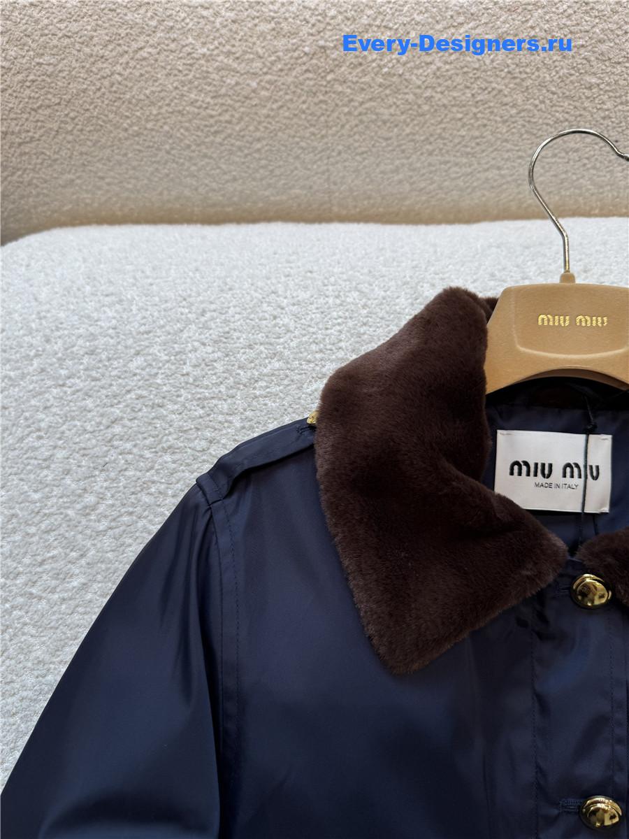 Miu Miu Navy Technical Gazar Blouson Jacket