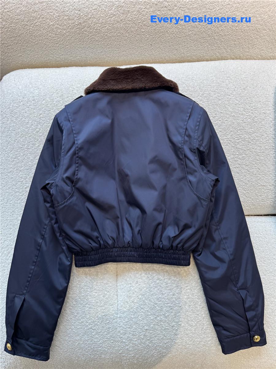 Miu Miu Navy Technical Gazar Blouson Jacket
