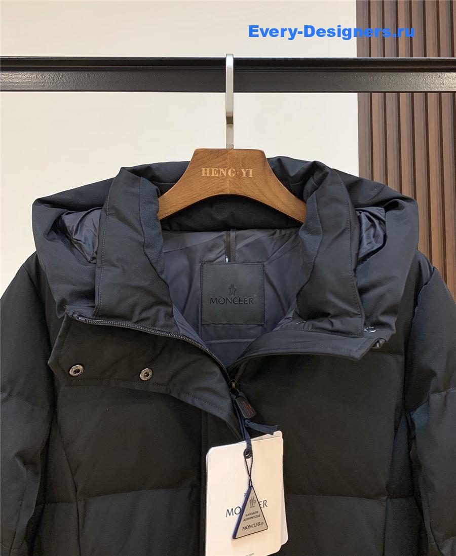 Moncler Black Hooded Belted Puffer Jacket