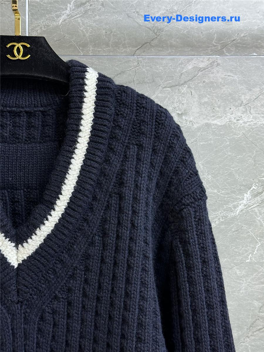 Ch**el navy blue v-neck sweater