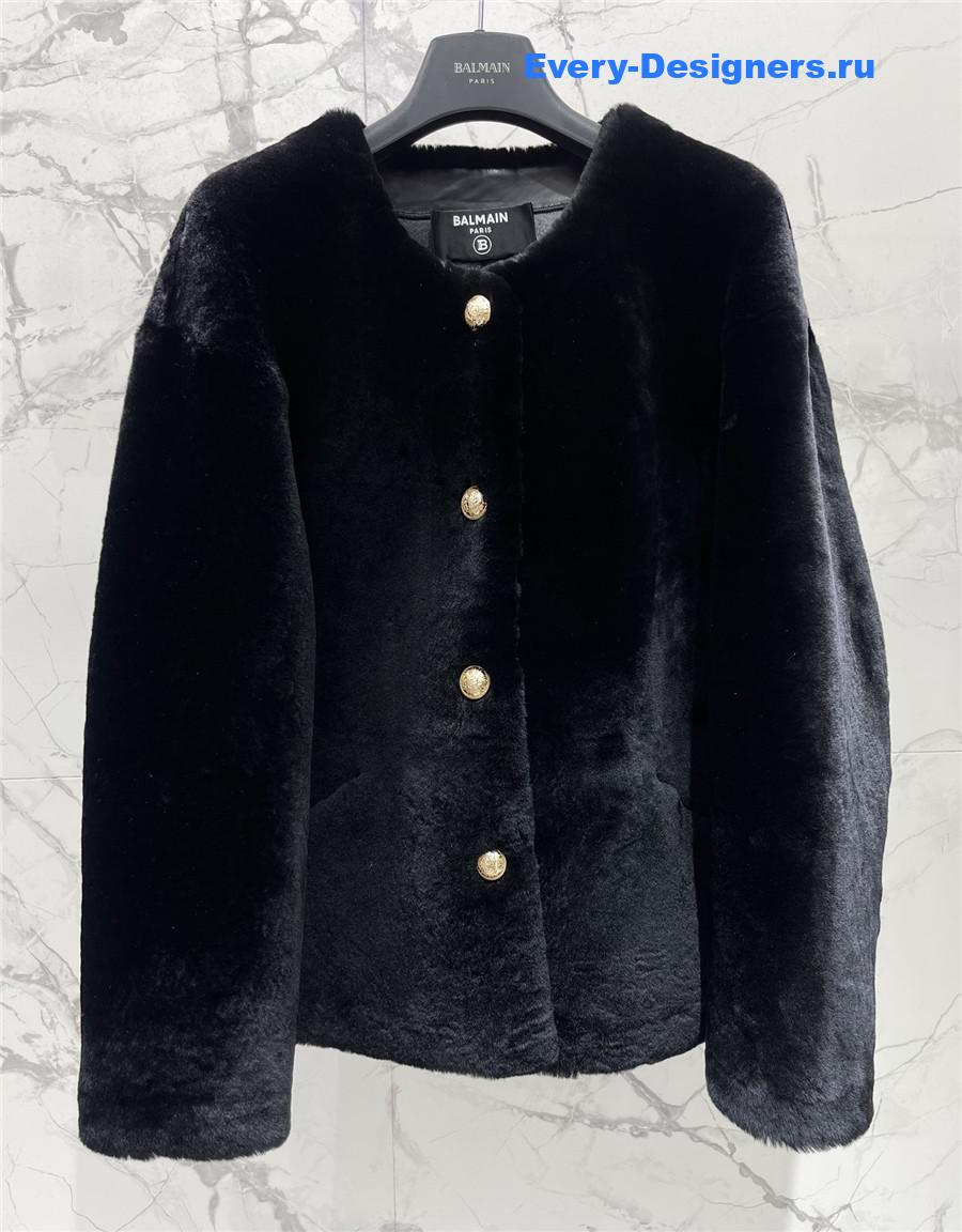 Balmain Black Faux Fur Jacket