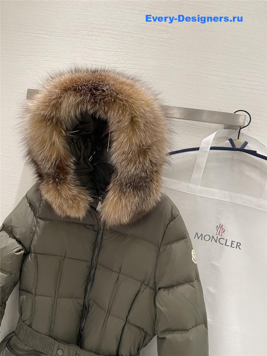 Moncler Green Boedic Shearling-Trimmed Down Jacket