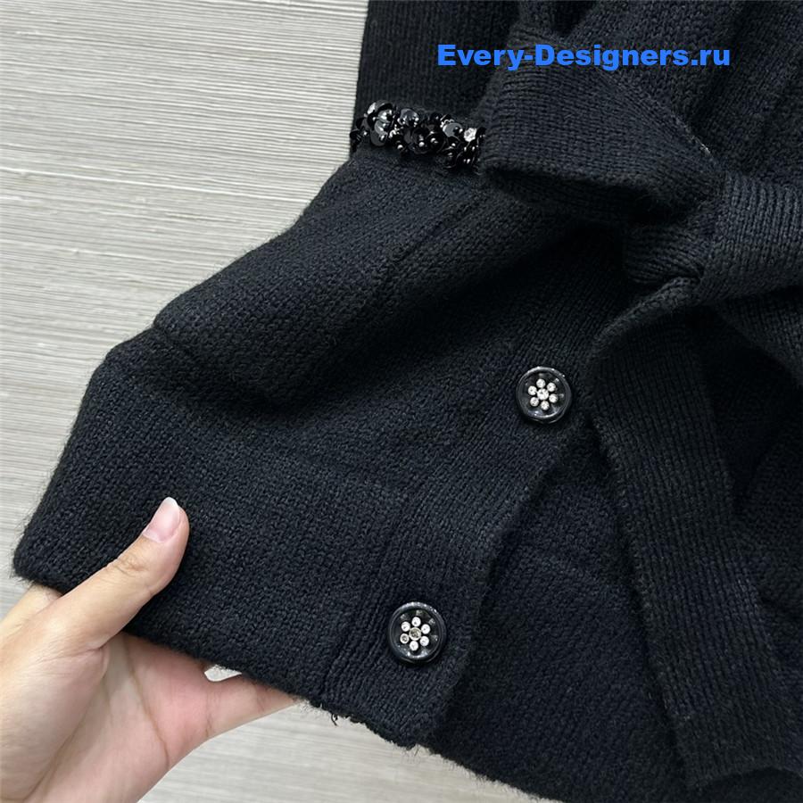 Ch**el coco black striped v-neck cardigan