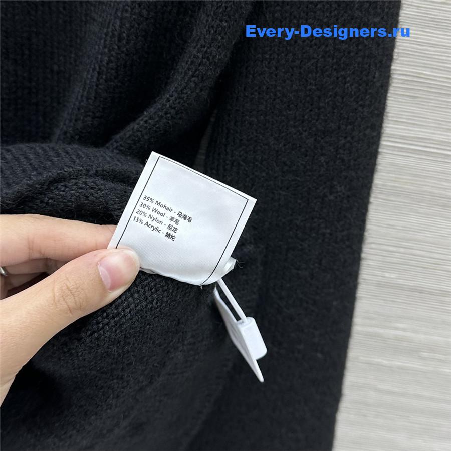 Ch**el coco black striped v-neck cardigan