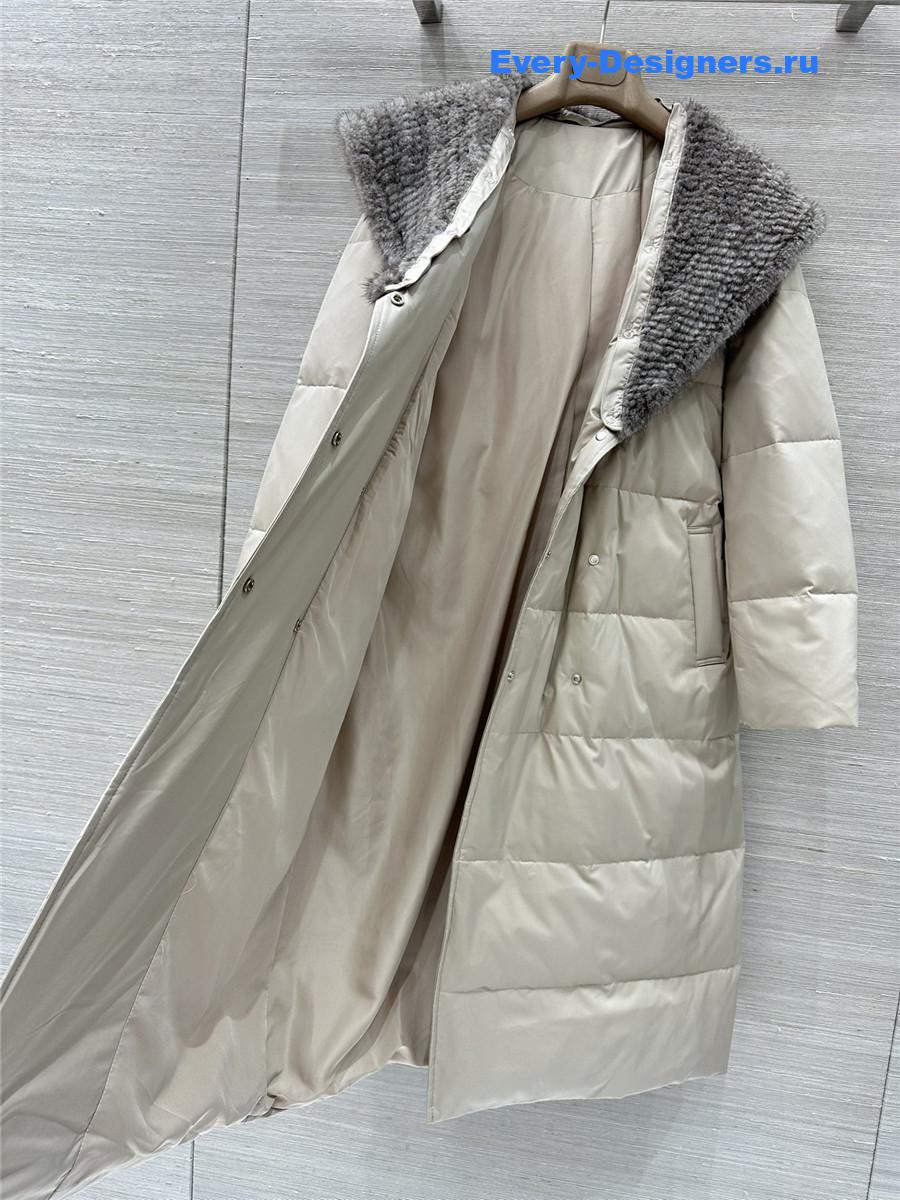 L0r0 P1ana mink fur hooded white goose down jacket