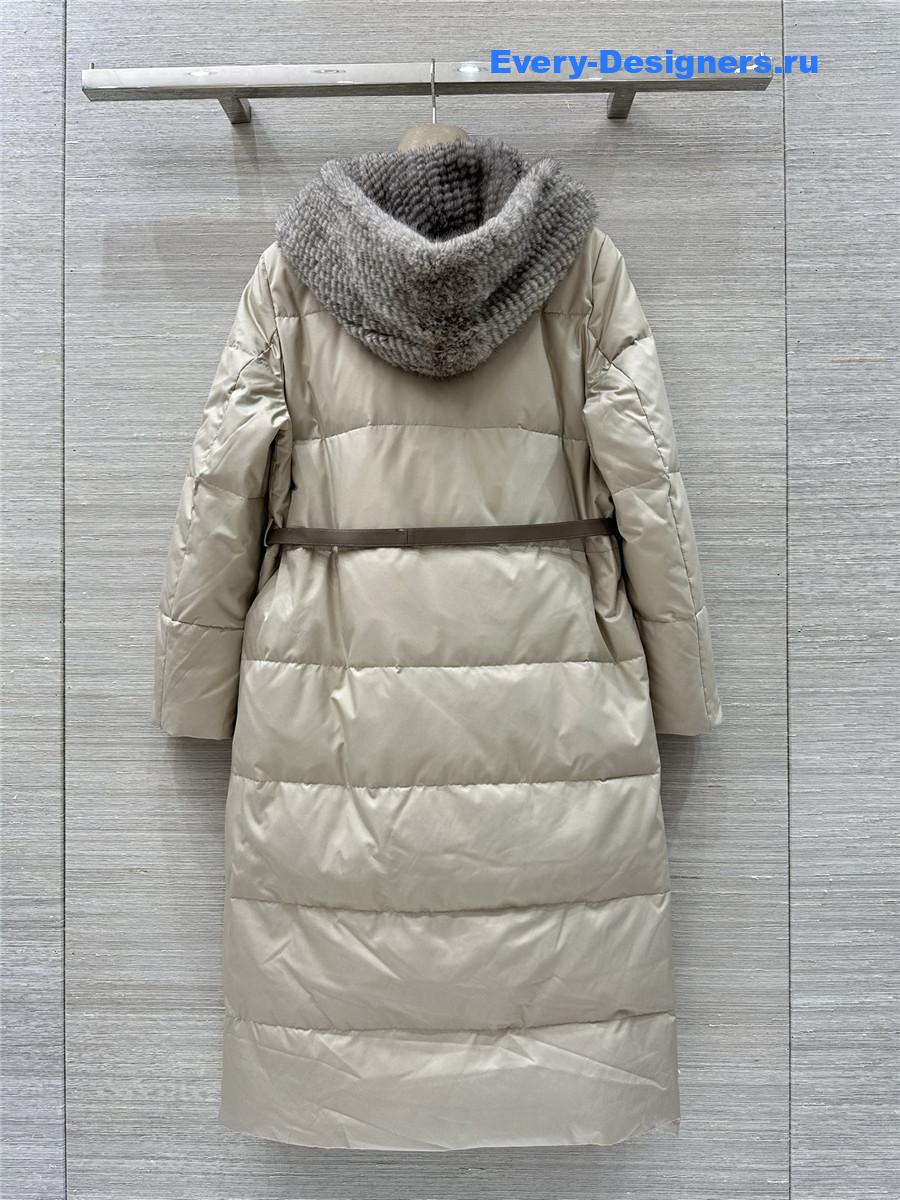 L0r0 P1ana mink fur hooded white goose down jacket