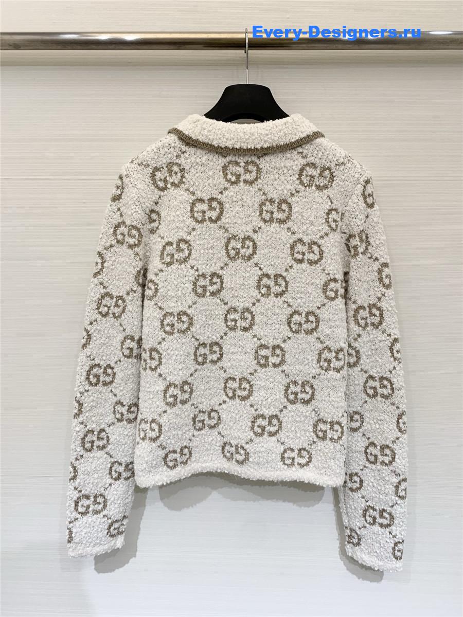 Gvc*1 gg white knit short polo shirt