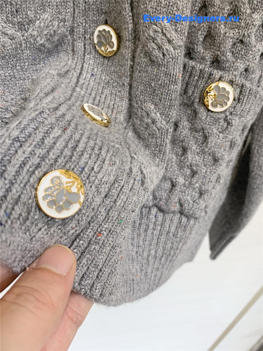 Ch**el grey bow knit v-neck cardigan