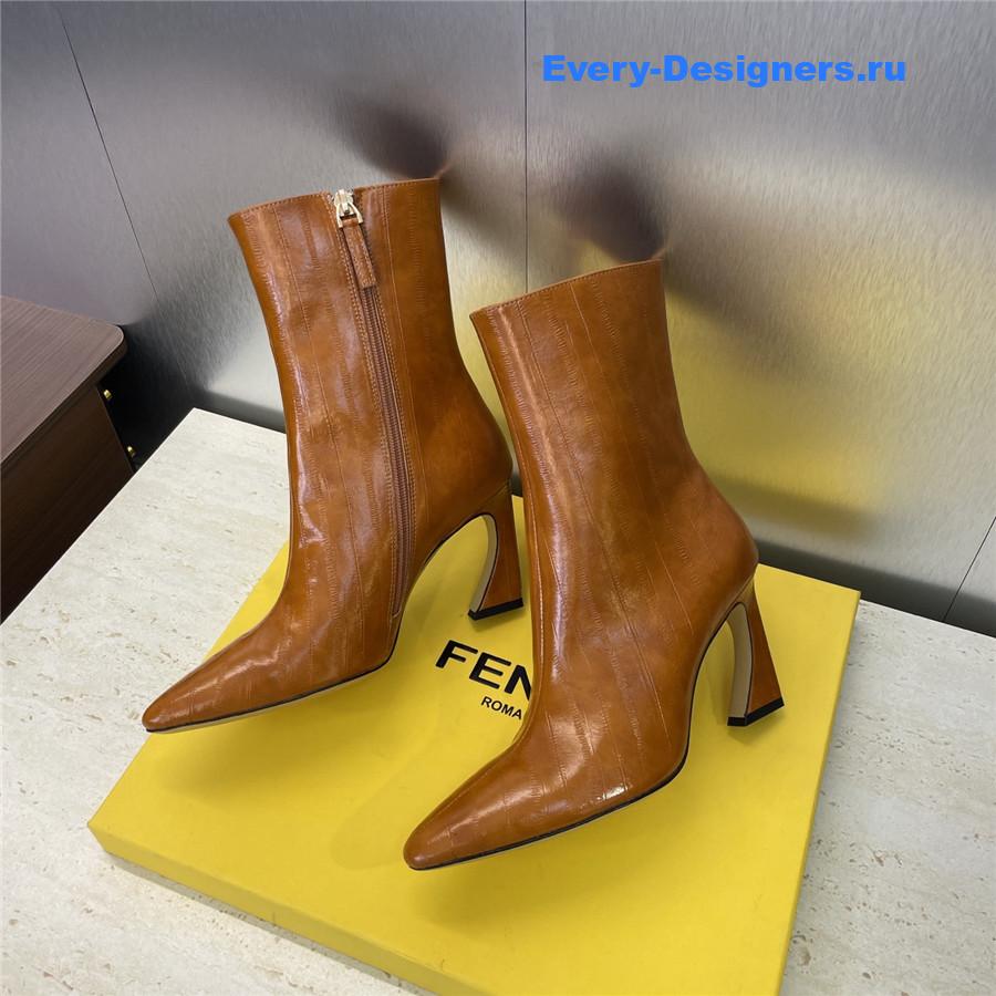 F**di brown pointed-toe ankle boots