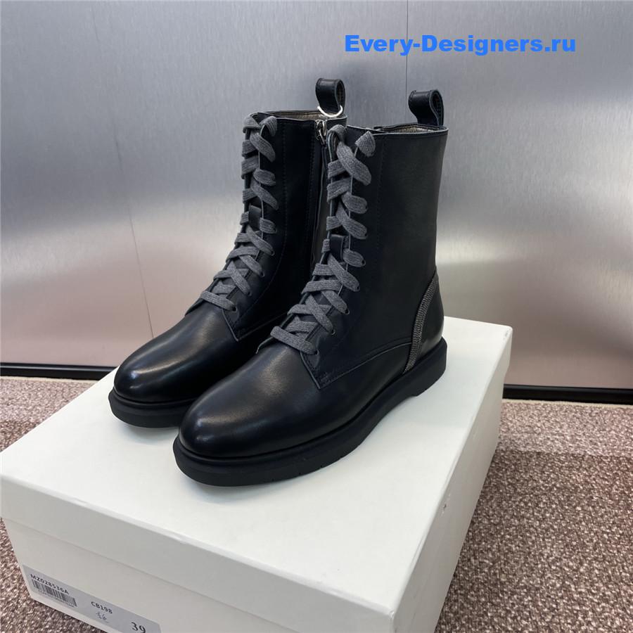 BC Black Leather Monili Lace-Up Boots