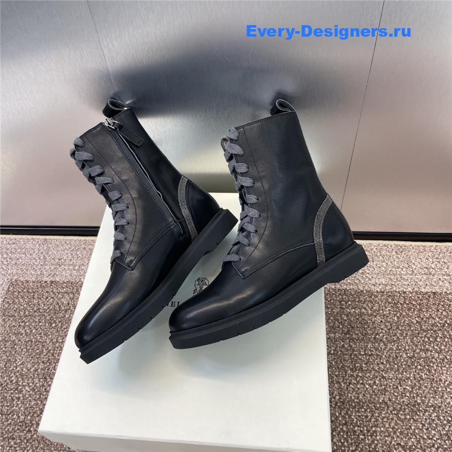 BC Black Leather Monili Lace-Up Boots