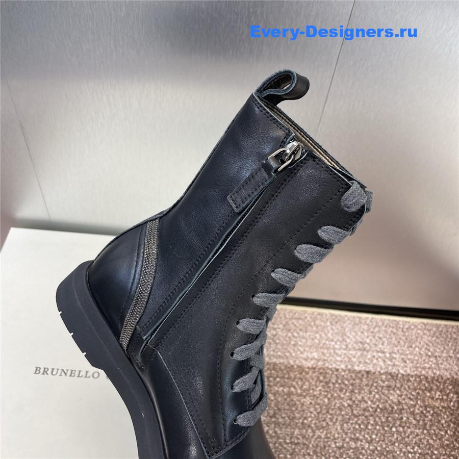 BC Black Leather Monili Lace-Up Boots
