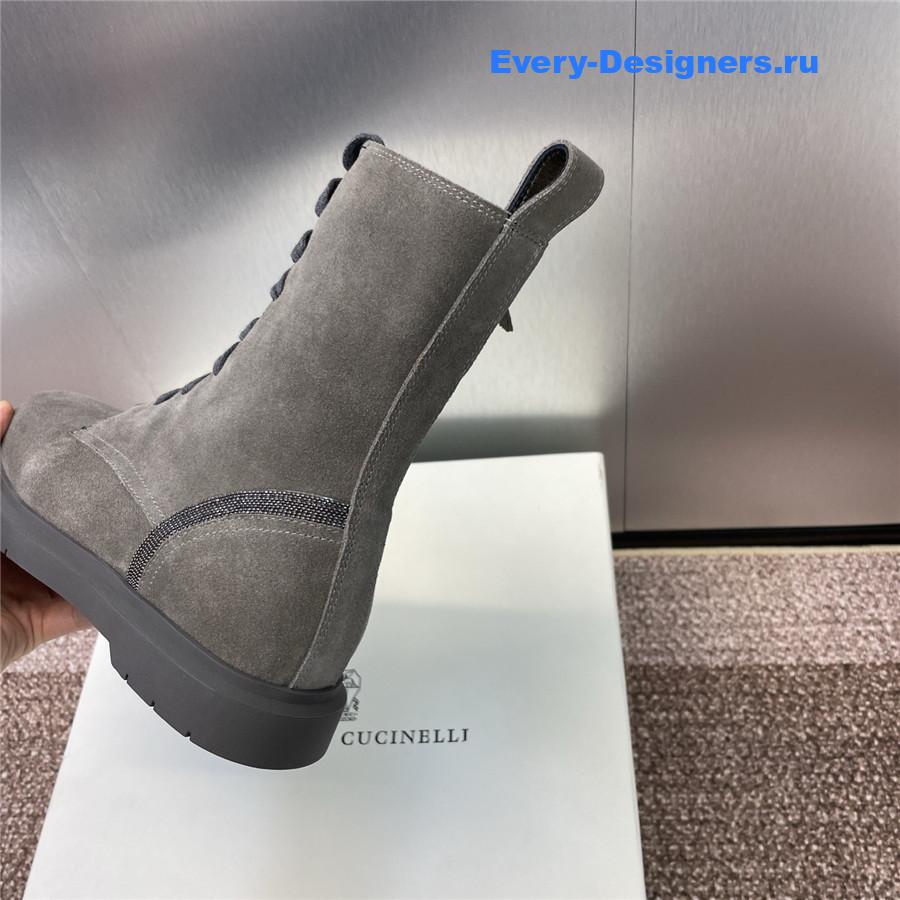 BC Dark Gray Suede Monili Lace-Up Boots