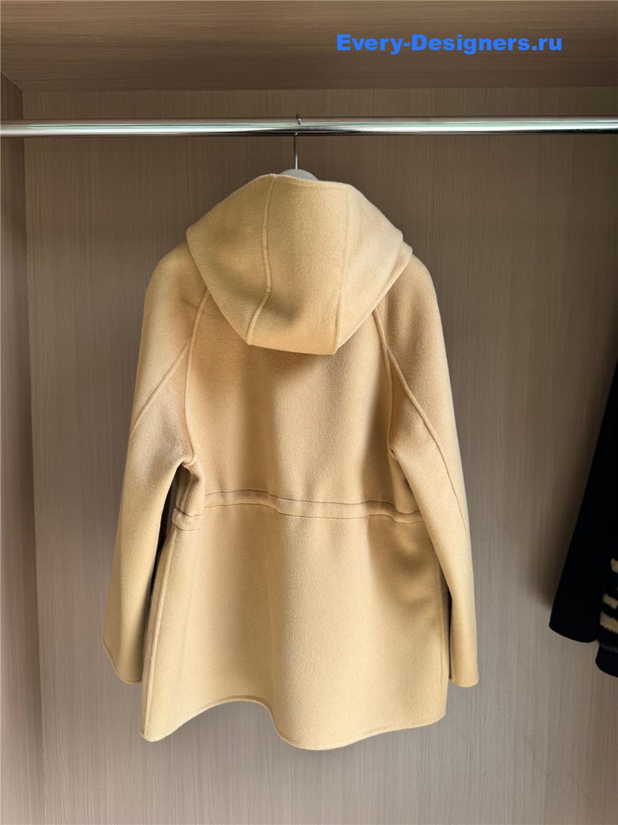 F**di hooded cropped cashmere mink camel coat
