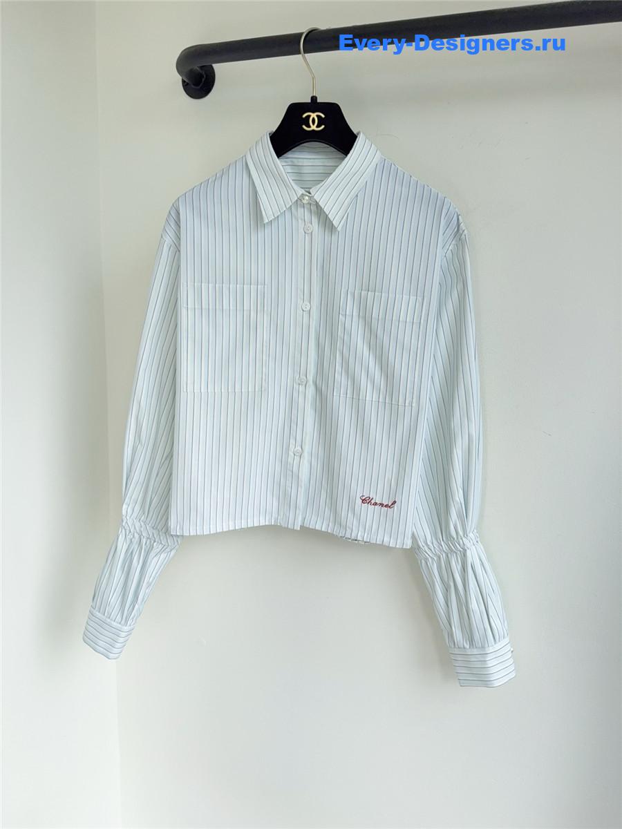 Ch**el striped poplin cropped shirt