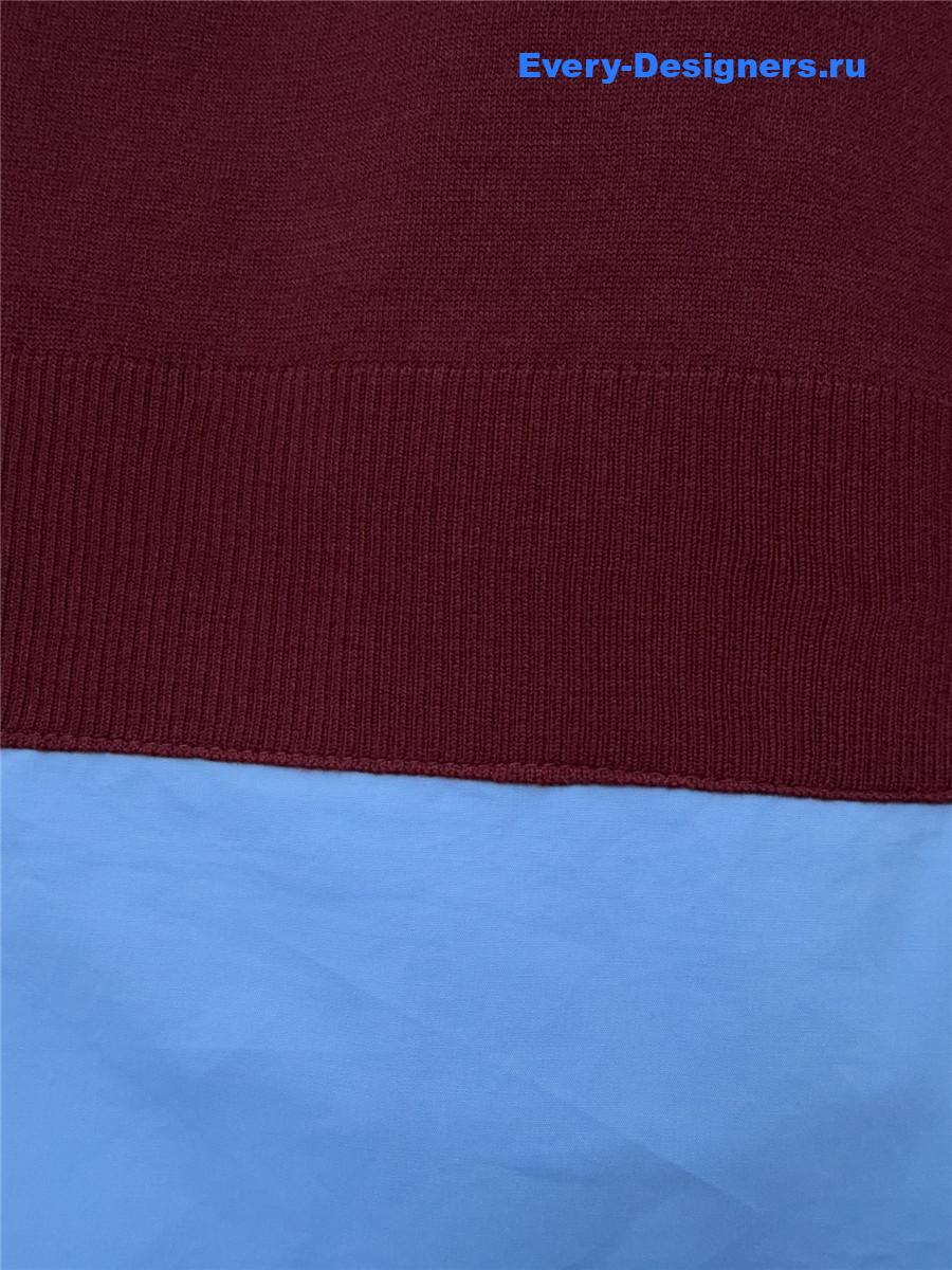 Miu Miu Burgundy/Periwinkle Cashmere And Poplin Shirt