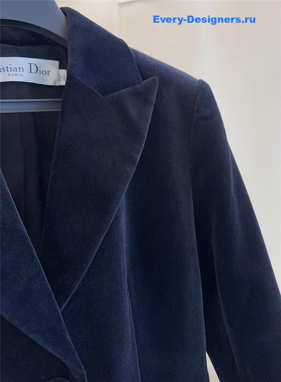 D10r black cotton velvet fitted jacket