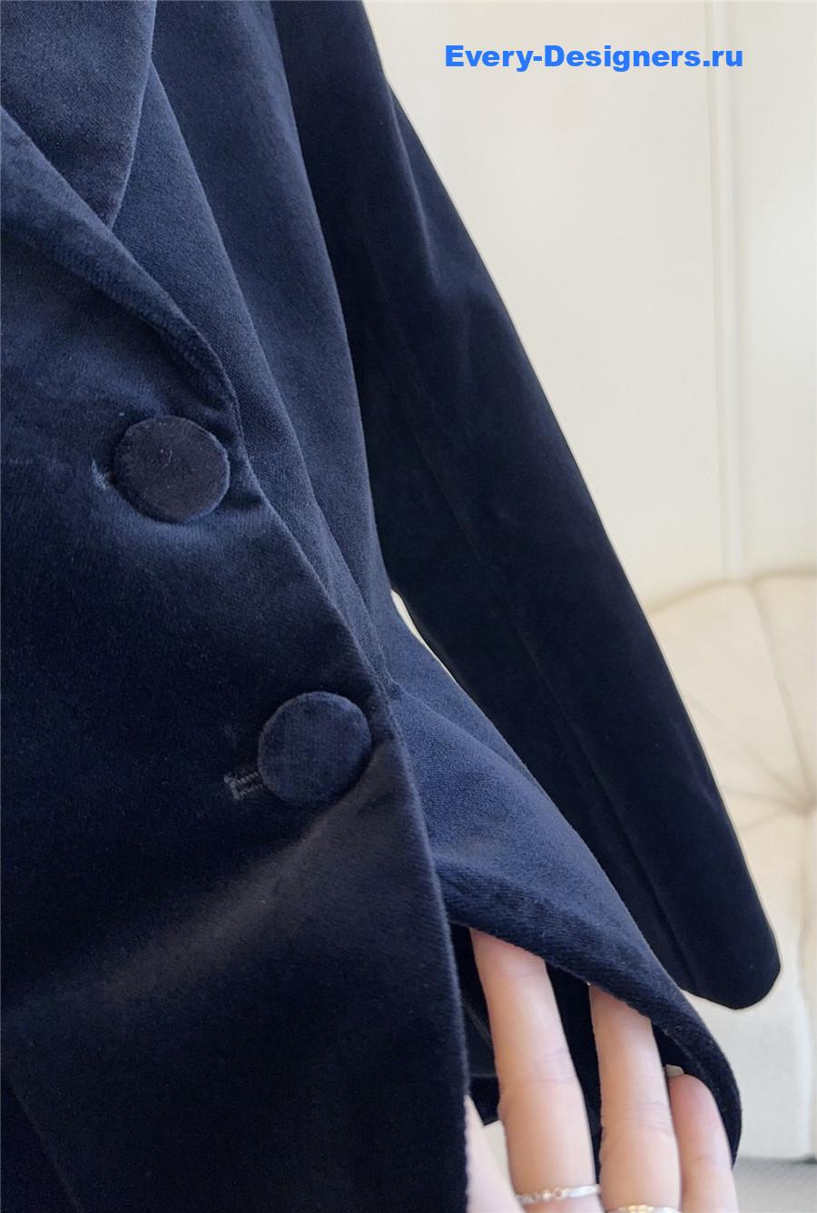 D10r black cotton velvet fitted jacket
