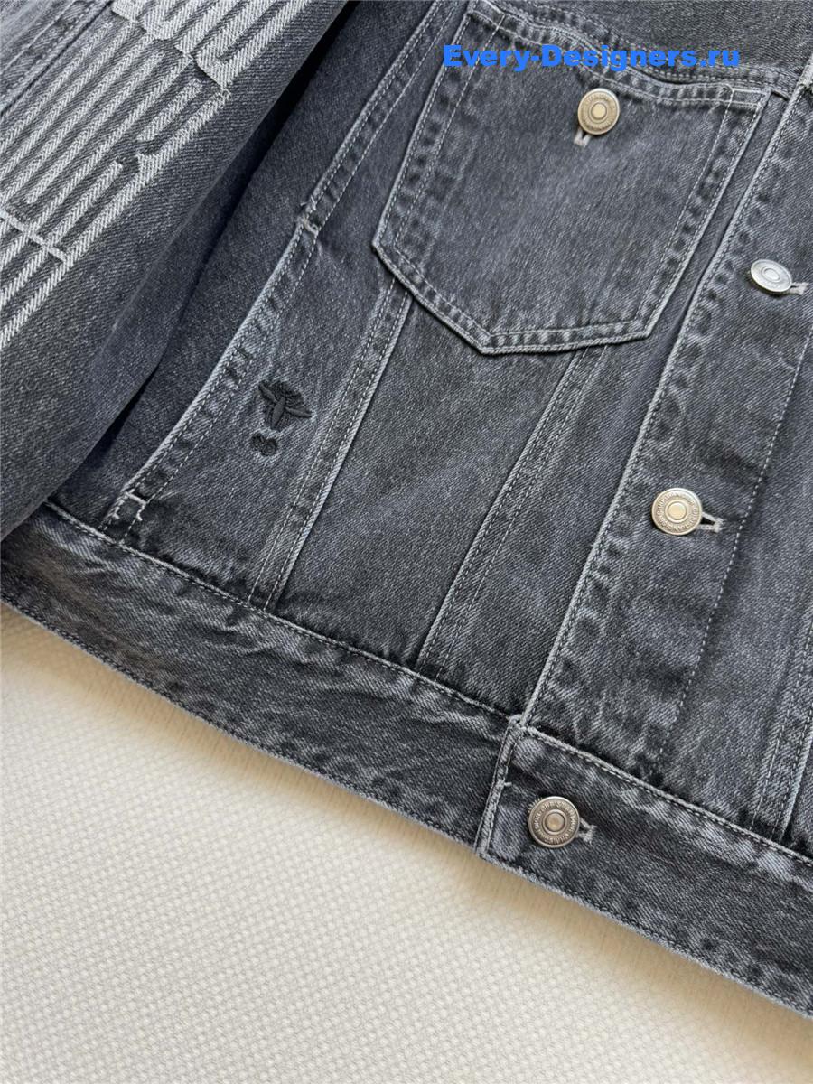 D10r grey shearling denim puffer jacket