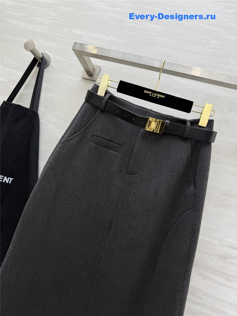 Sa1nt Lau*nt grey high rise plain midi skirt