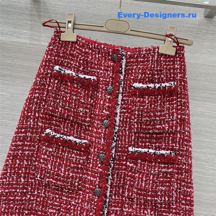 Ch**el red tweed skirt