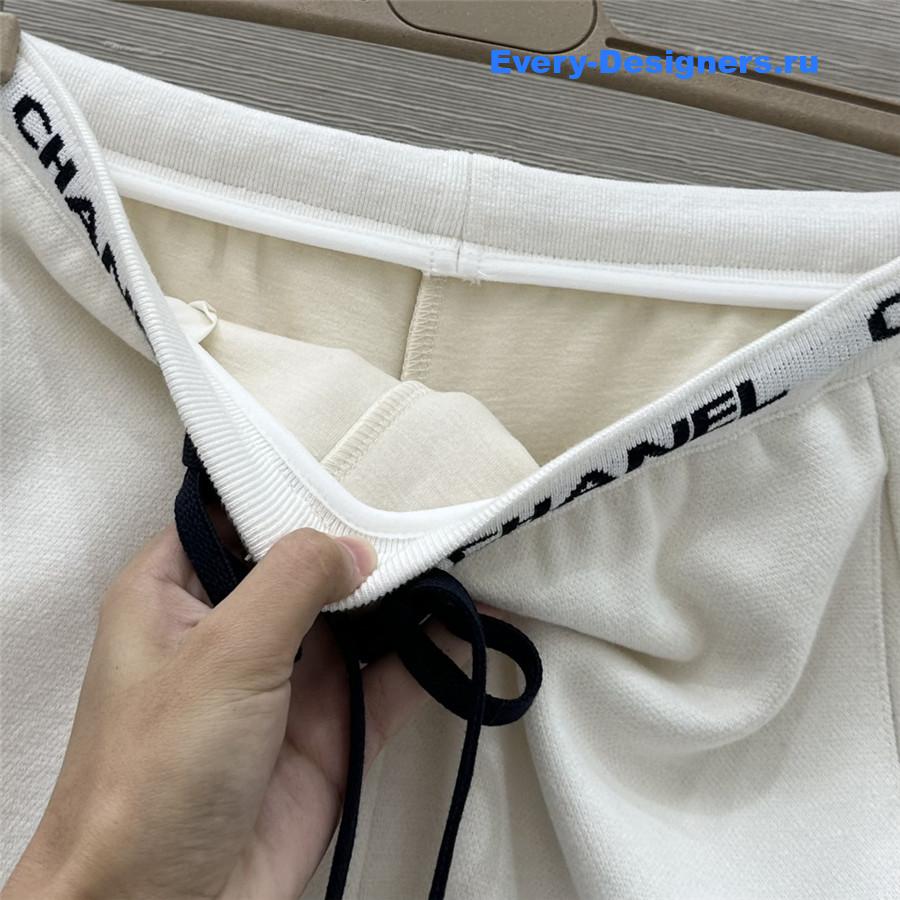 Ch**el logo white wide-leg sweatpants