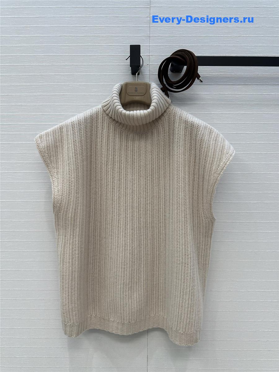 BC High-Neck Ribbed Cashmere Cape Vest