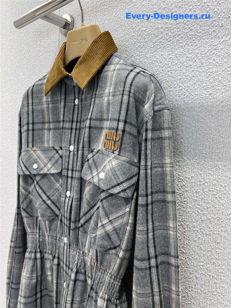 Miu Miu Slate Gray Flannel Mini-dress