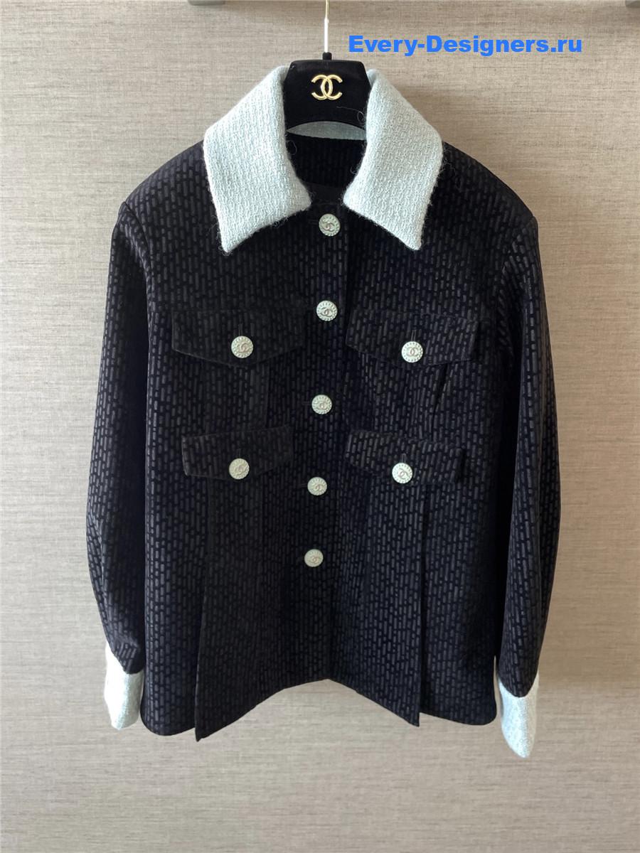 Ch**el blue black velvet jacket