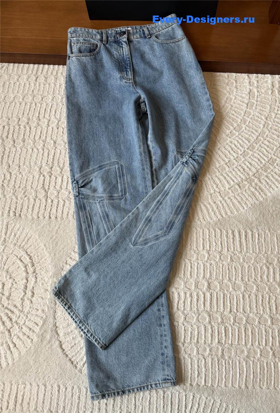 Ch**el light blue washed distressed jeans
