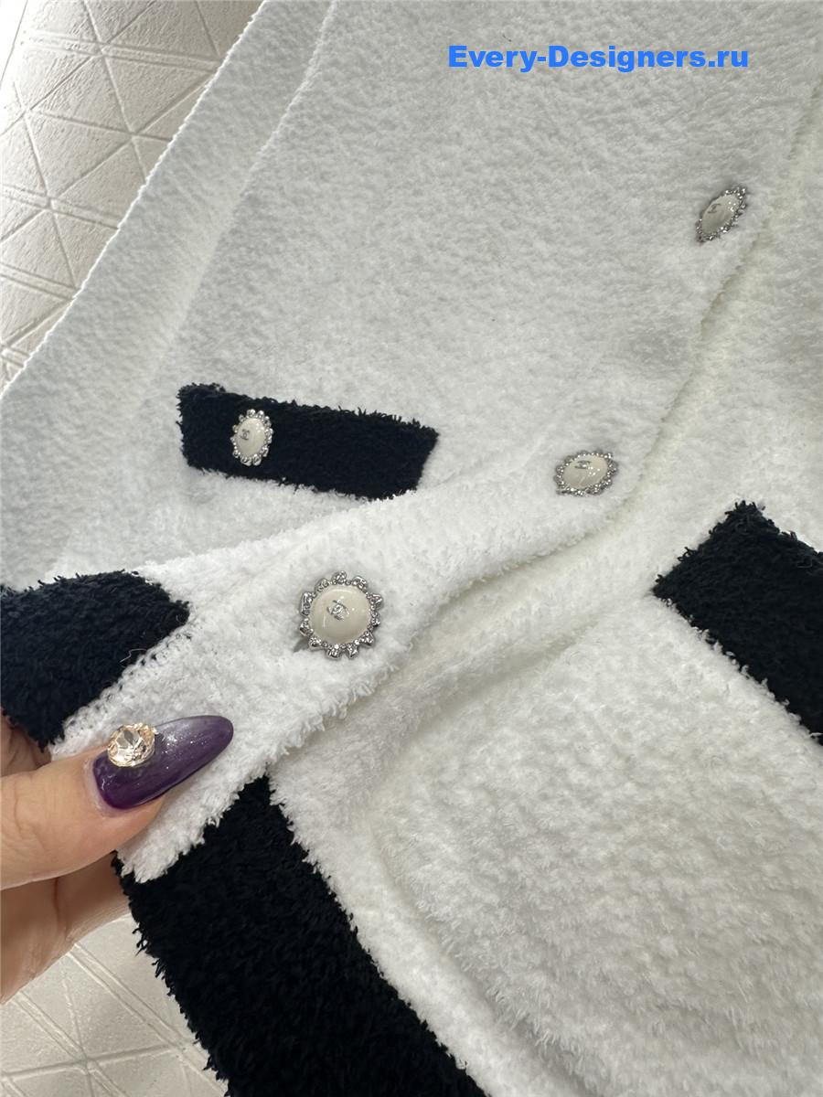 Ch**el white cardigan wide-leg pant set