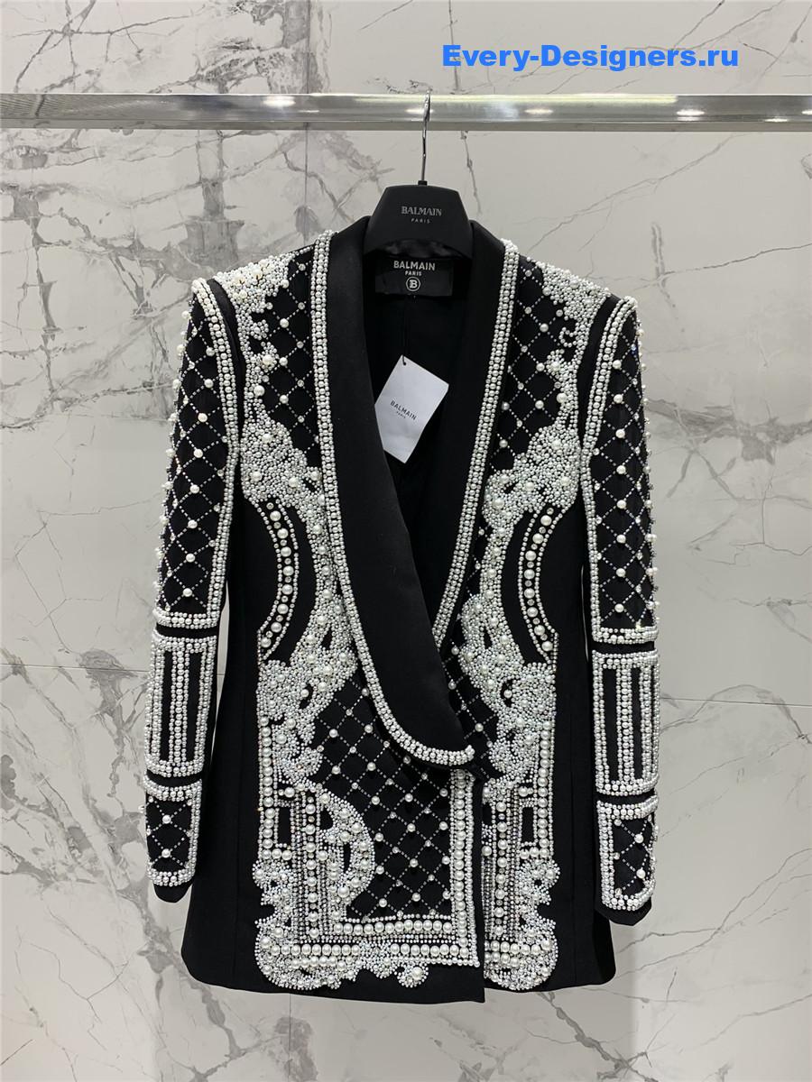 Balmain Black Beaded Blazer