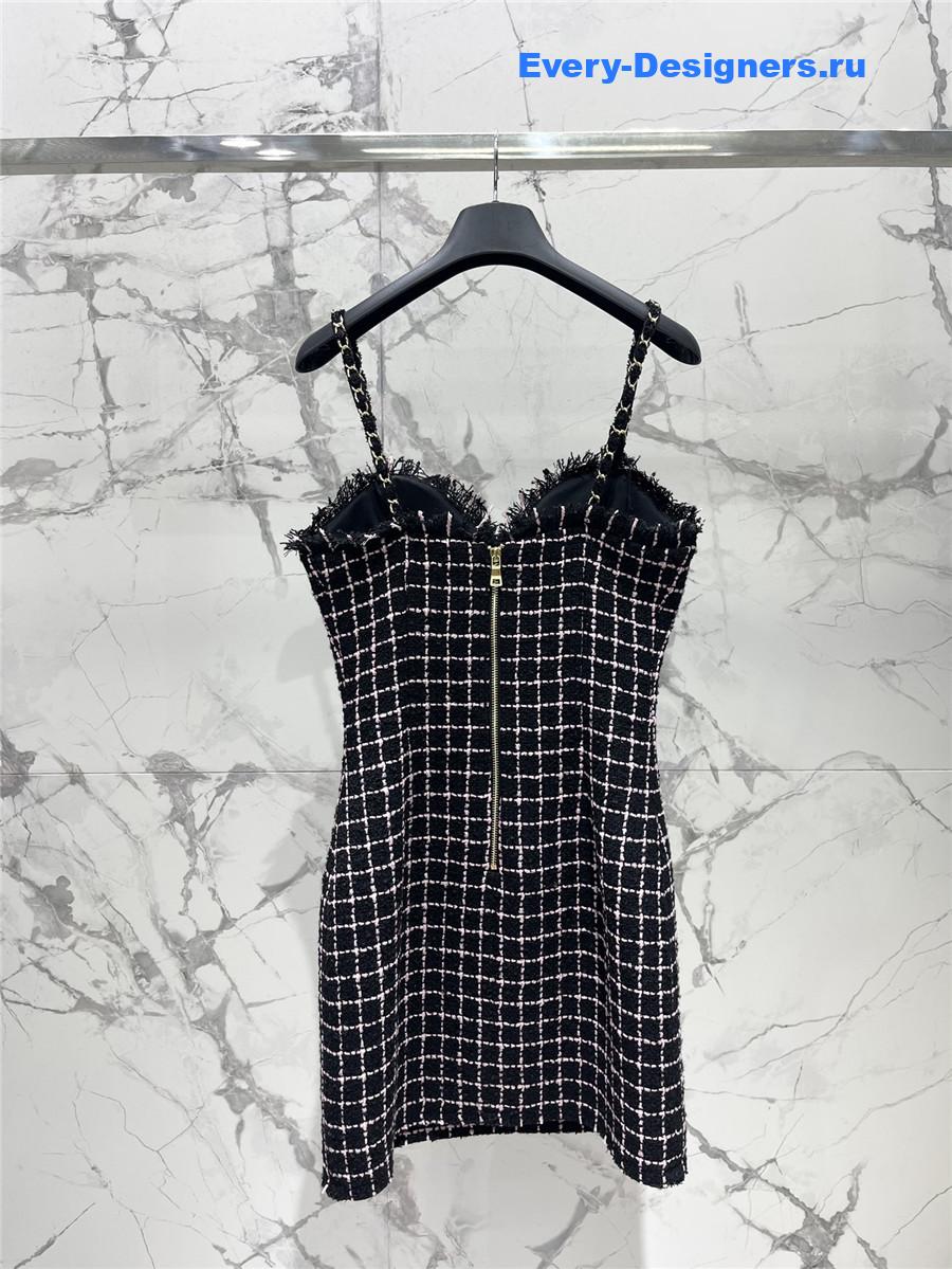 Balmain Fringed Tweed Bustier Minidress