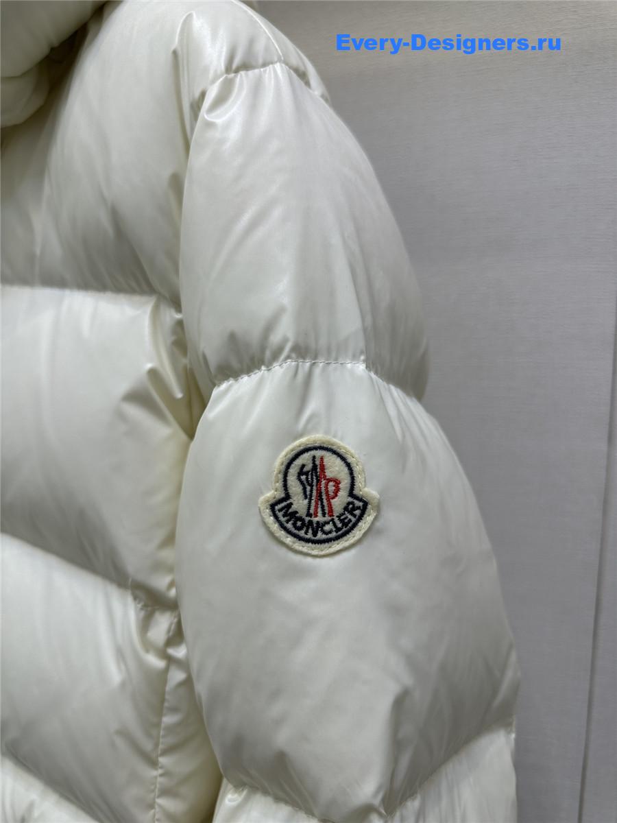 Moncler White Glareins Braided Trim Hooded Short Down Jacket