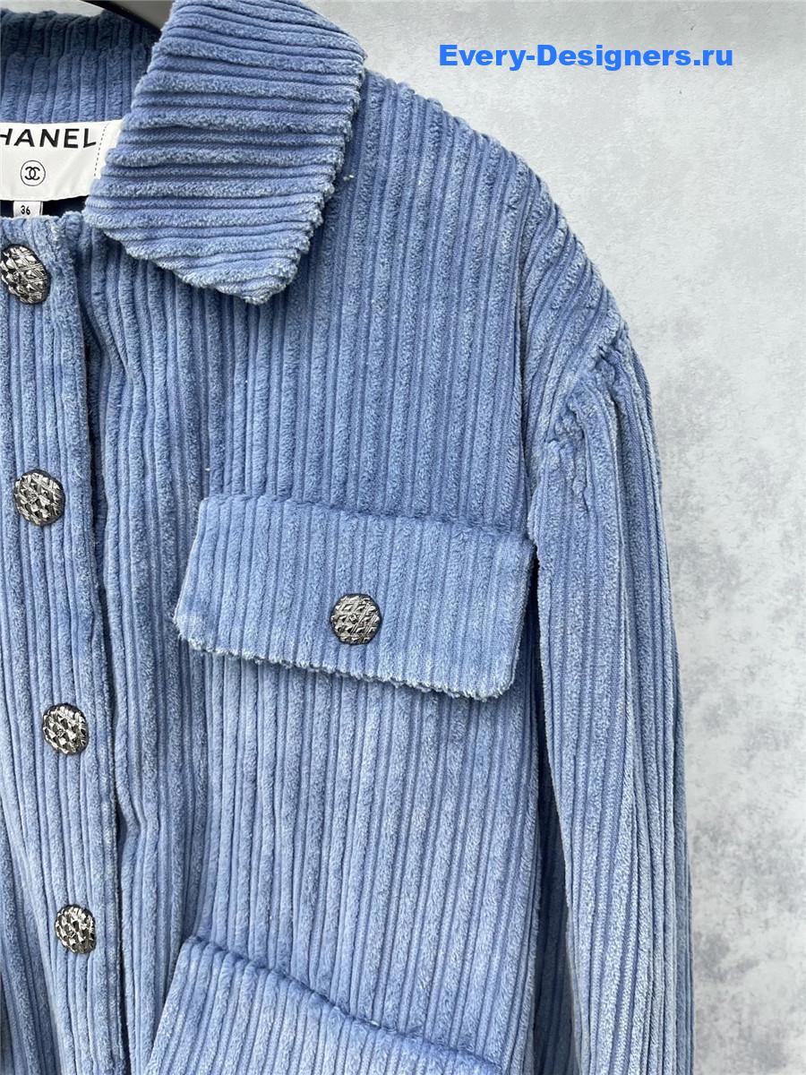 Ch**el blue cotton velvet and strass jacket
