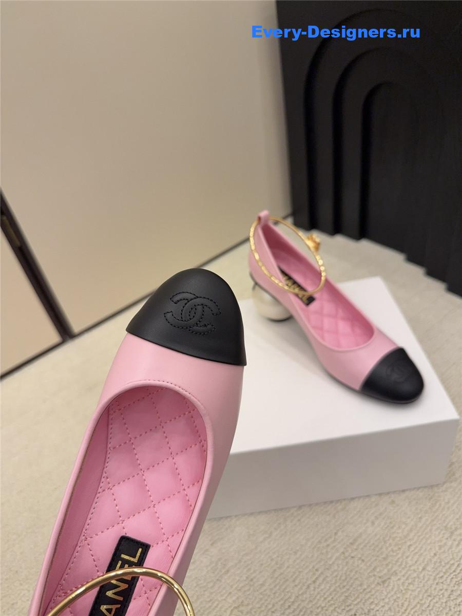 Ch**el pink imitation pearls mary janes