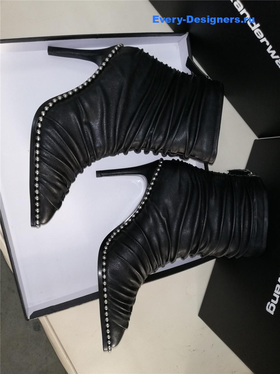 A1exa*der wang eri studded ruched leather stiletto boot