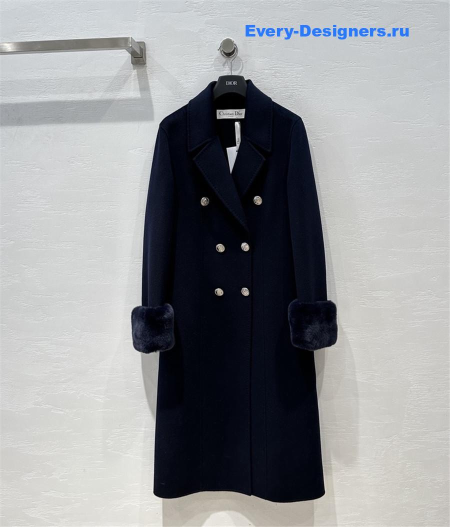 D10r women double-breasted faux collar wool jacket