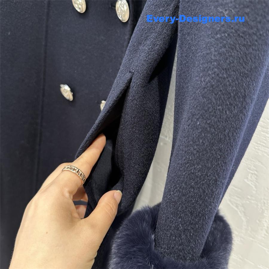 D10r women double-breasted faux collar wool jacket